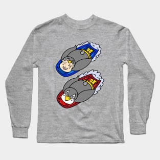 Snowboard with cartoon penguins Long Sleeve T-Shirt